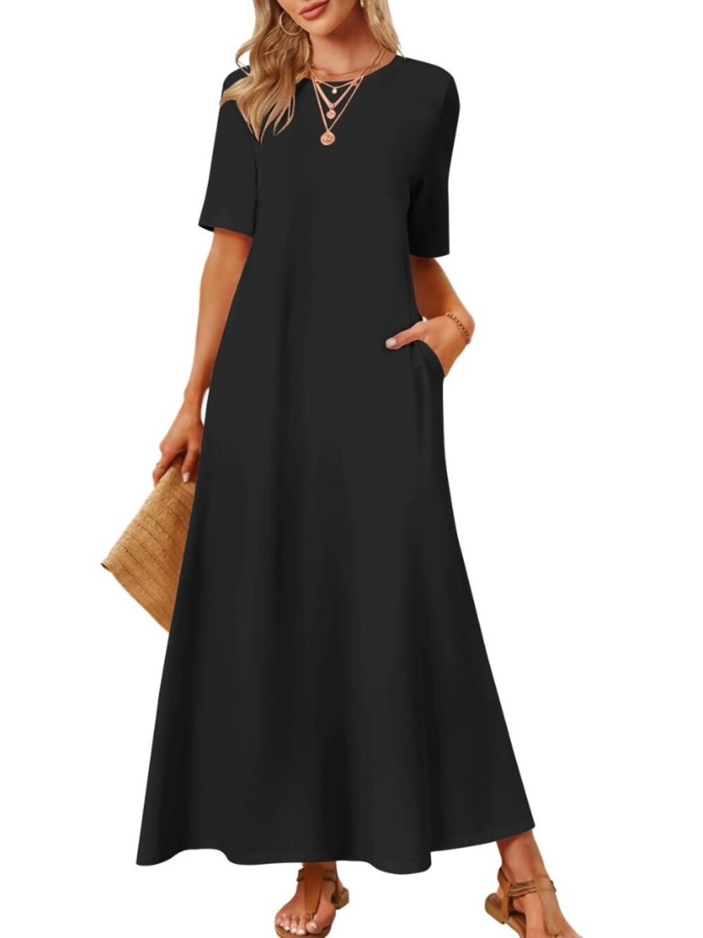 Womens Summer Casual Short Sleeve Maxi Long Tshirt Dress 2026